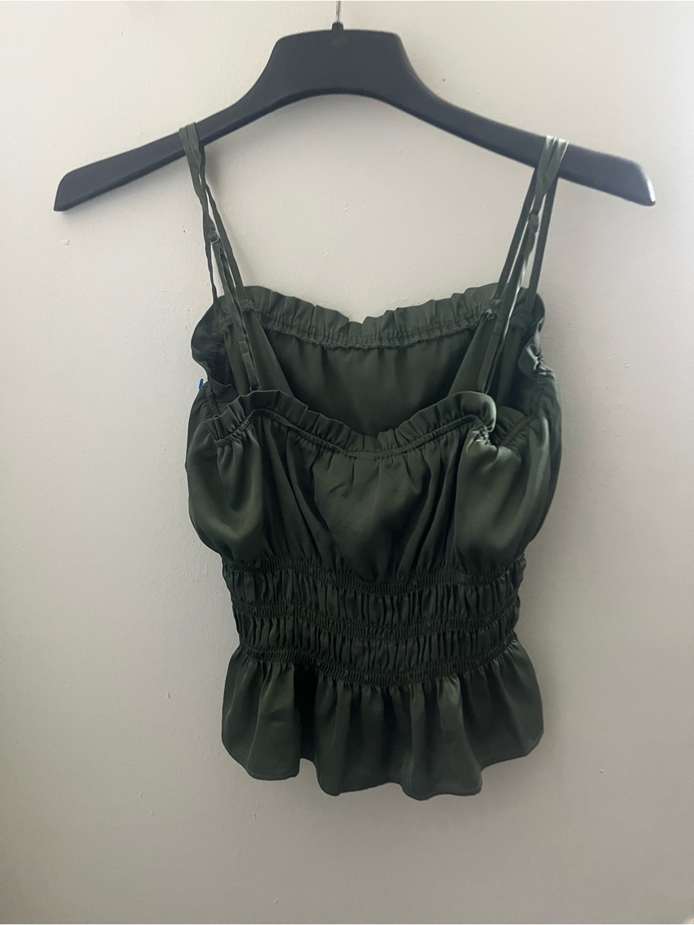 H&M Olive Satin Smocked Cami Top - Picture 3 of 4